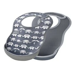 Grå Hagesmæk Med Elefanter Og Opsamler – 2 Stk.