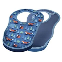 Blå Hagesmæk Med Opsamler Og Rævemotiv – 2 Stk.