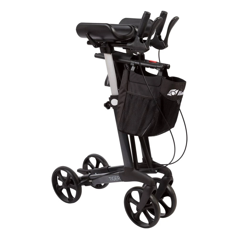 Mobilex Tiger Artritis Rollator med drejbare armlæn Mobilex Tiger Artritis Rollator Med Drejbare Armlæn -Danish Care Supply 401382 Tiger rollator sammenklappet
