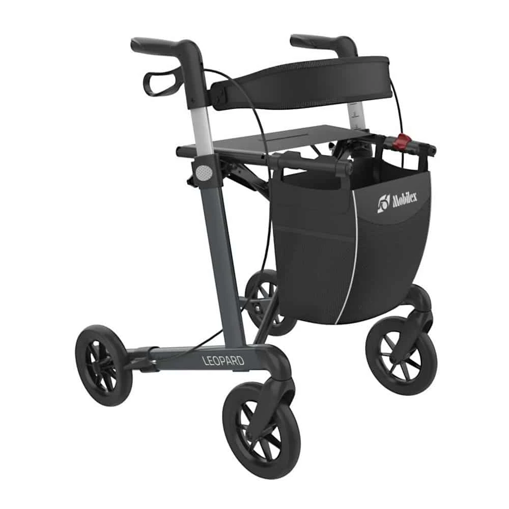 Mobilex Leopard Rollator med softhjul – sædehøjde 55 cm Mobilex Leopard Rollator Med Softhjul – Sædehøjde 55 Cm -Danish Care Supply 404007 Leopard Rollator SOFThjul